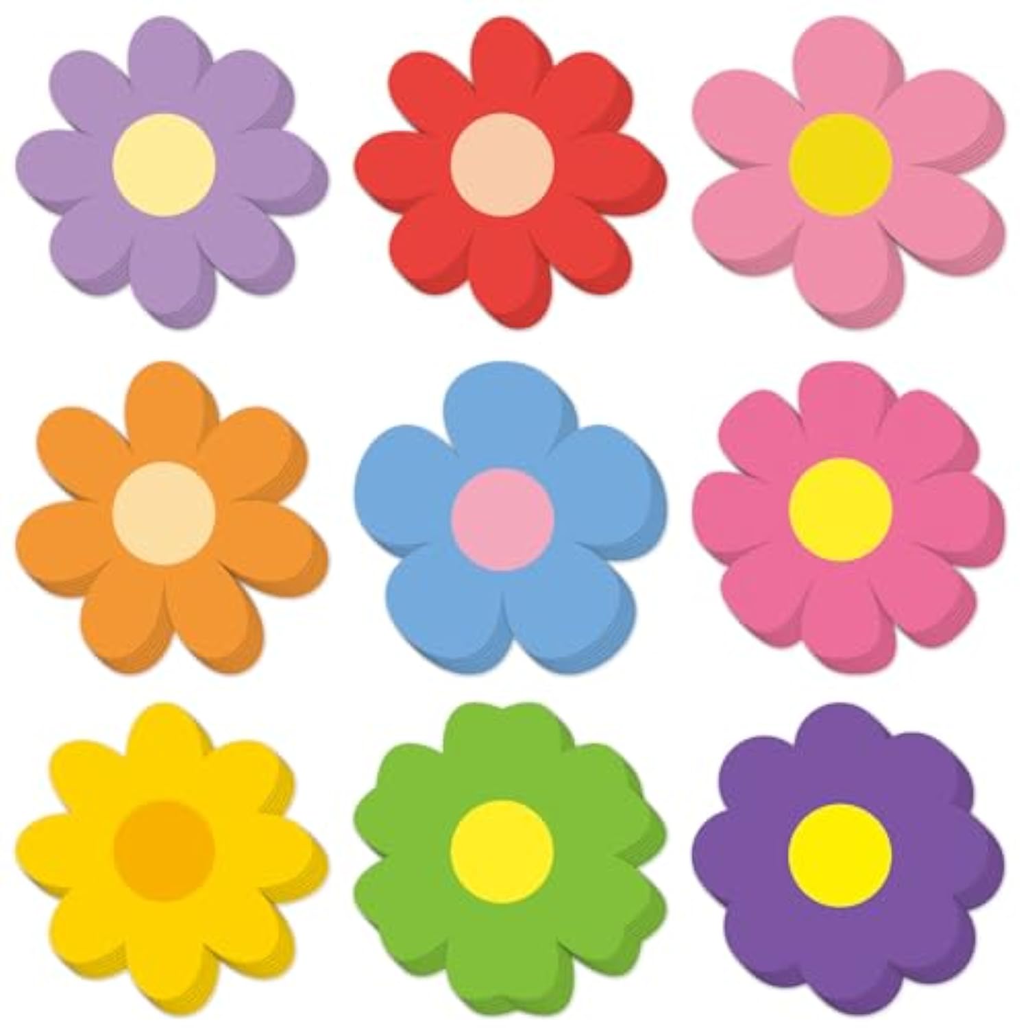 108 Pcs Retro Flower Cutouts Paper Spring Classroom Decorations 5“ Double-Sided Flower Die Cuts Floral Cutouts With Glue Points For Bulletin Boards, Wall Decor, Party Décor & Spring Themes