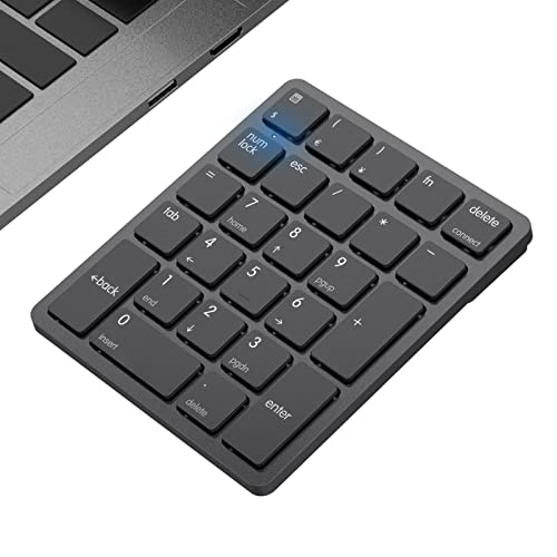 Bluetooth Number Pad Wireless Numeric Keypad Numpad 26 Keys Portable Mini Financial Accounting Rechargeable Numeric Pad For Windows Laptop Desktop, Pc, Notebook (Black)