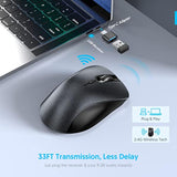 Wireless Mouse, 2.4G Silent Computer Mice With Usb Receiver & Type-C Adapter,