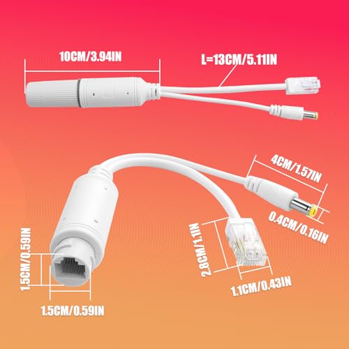 Poe Splitter 48V To 12V Power Over Ethernet Waterproof Splitter Adapter,12W(Max), 5.5X2.1Mm Dc Connector,Ieee 802.3Af/At,Suitable For Security Ip Cameras (2 Pack)