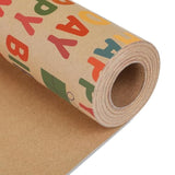 Colorful Happy Birthday Kraft Wrapping Paper Roll 17 Inch x 32.8 Feet