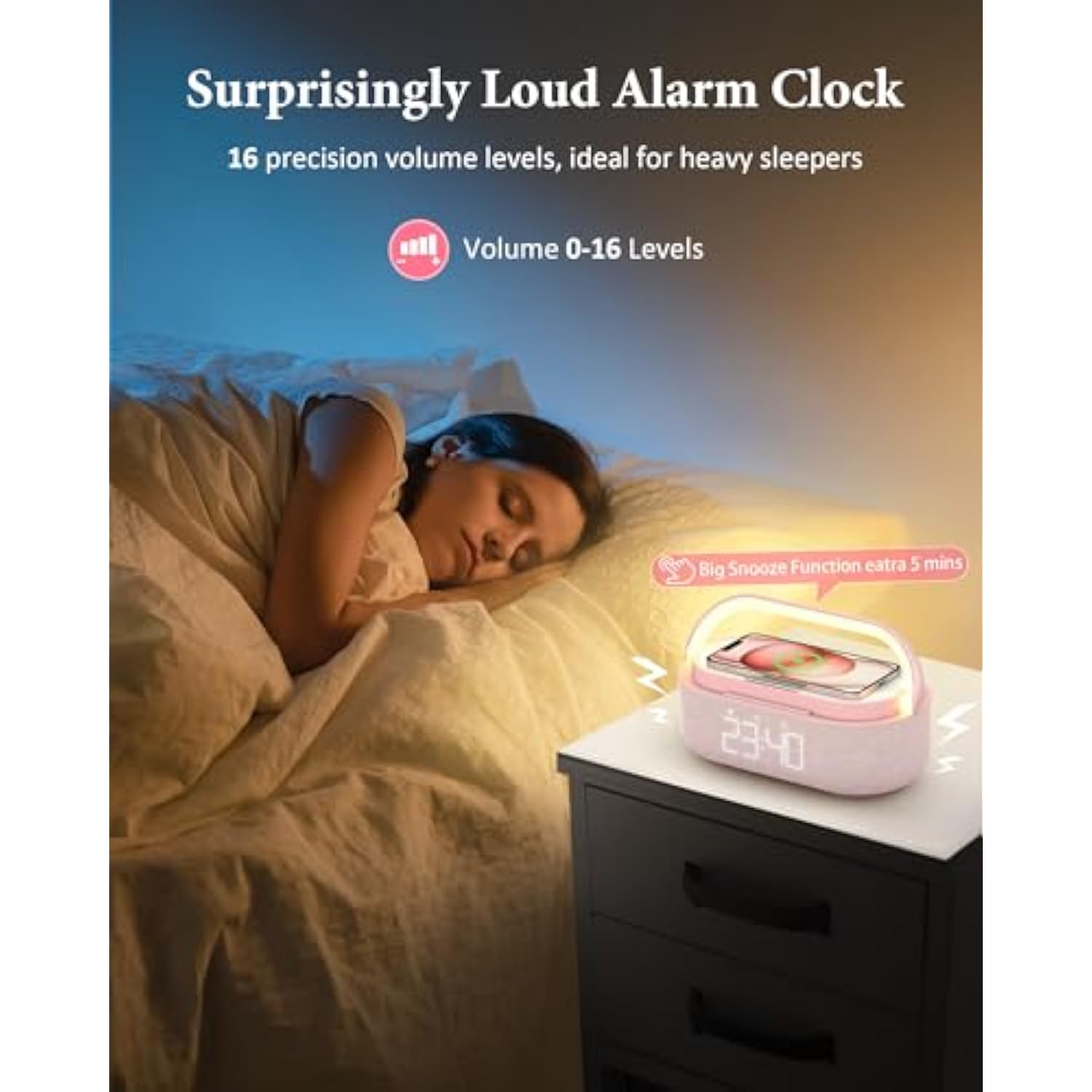 ?2024 Newest Bluetooth Speaker, Fm Radio,Wireless Speaker Charger For Iphone, Dimmable Night Light, Dual Wireless Speakers, 2500Mah Portable Speaker For Office Bedroom Home