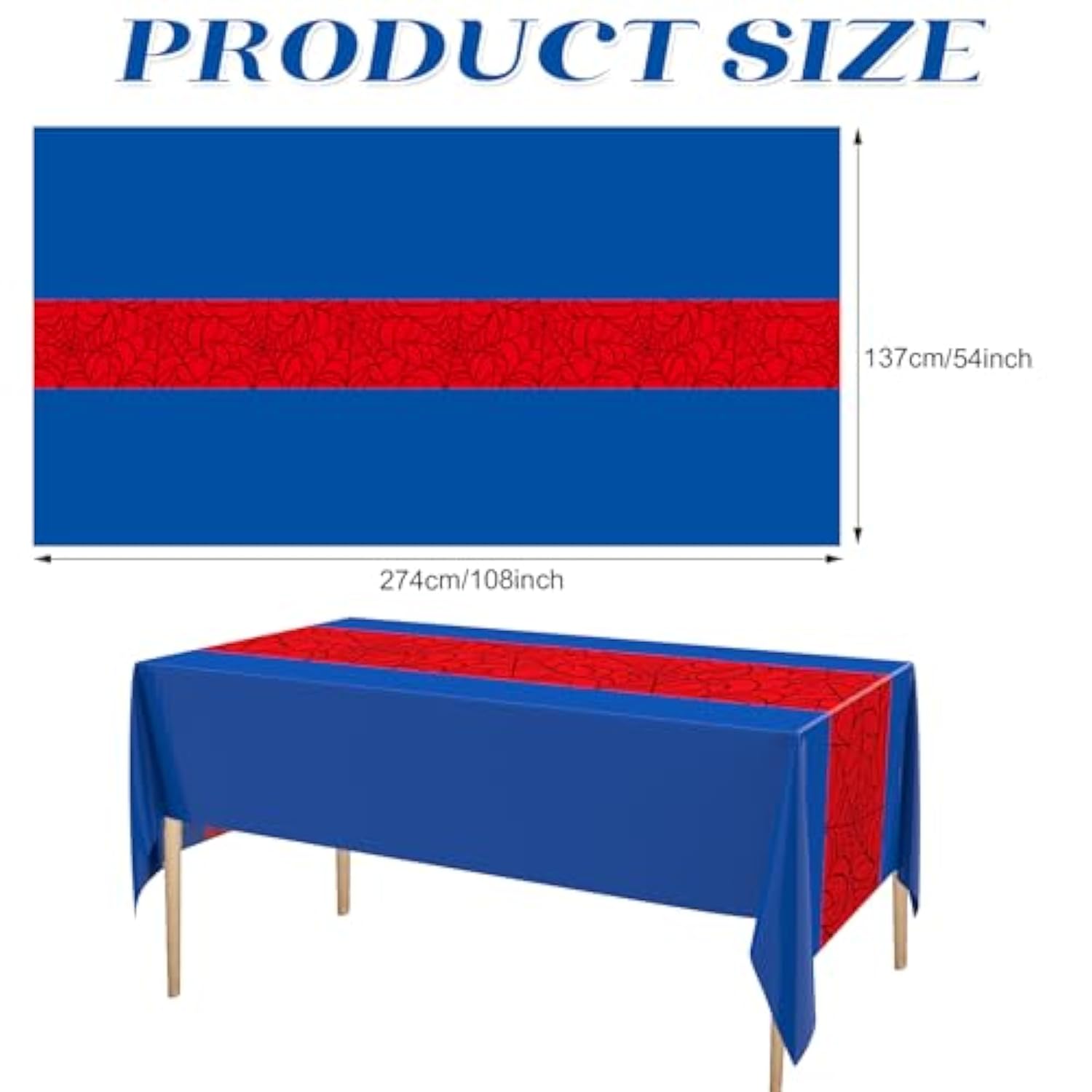 3 Pcs 54 X 108 Inch Spider Birthday Party Tablecloth Plastic Disposable Hero Table Cover Large Plastic Rectangular Table Cover For Spider Birthday Party Decorations (Red And Blue)