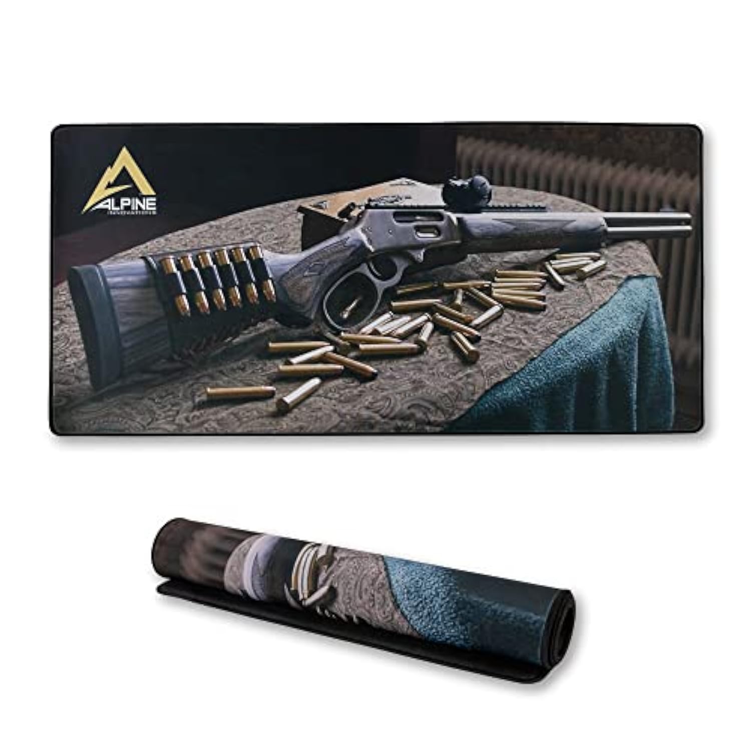 Surface Mat with Stitched Edges | Giant Mouse Pad 16” x 33” | Durable Non-Slip Rubber Base | Computer Keyboard Pad for Desktops | Lever Action