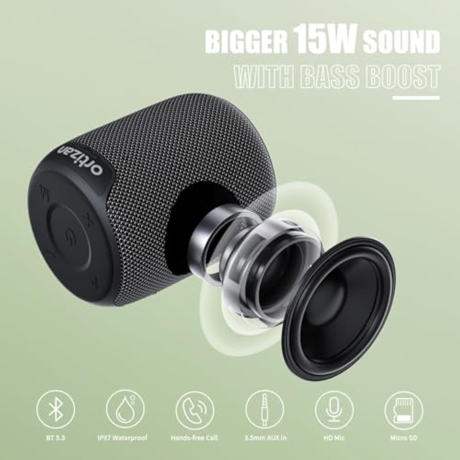 Portable Bluetooth Speaker With Big Sound,Punchy Bass,Ipx7 Waterproof,15H Playtime,Bluetooth 5.3,Aux&Tf Card,Stereo Pairing,Small Wireless Speaker For Outdoor,Electronic Gadgets,Gift Ideas