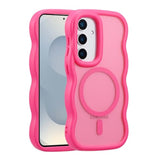 For Samsung Galaxy A16 4G/5G Case, Cute Wavy Compatible With Magsafe, Curly Wave Frame Women Men Magnetic Clear Matte Tpu Bumper Shockproof Case For A16, Hot Pink