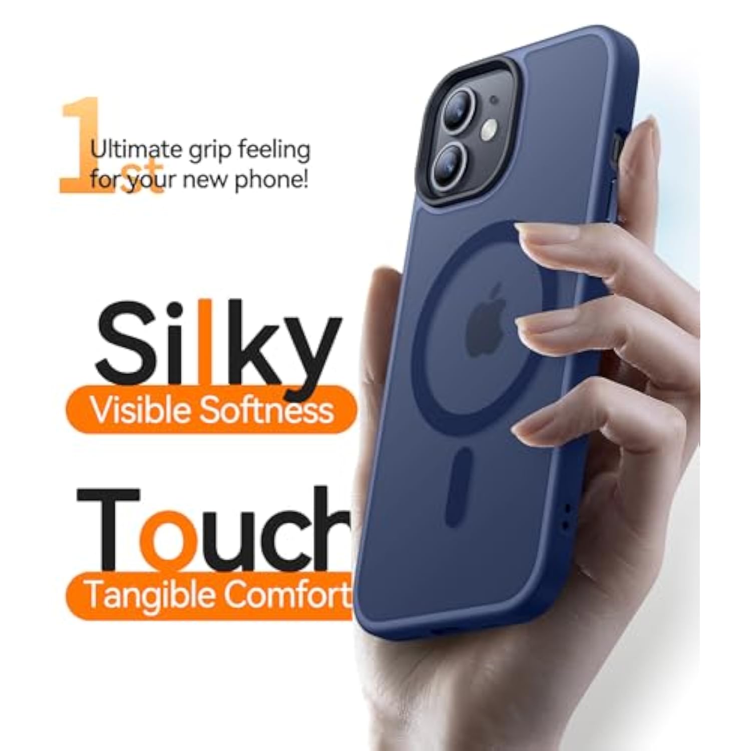 Magnetic Compatible With Iphone 12 Case/Iphone 12 Pro Case [Compatible With Magsafe] [Translucent Matte] Slim Thin Shockproof Protective Bumper Cover Phone Case 6.1 Inch - Deep Blue