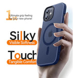 Magnetic Compatible With Iphone 12 Case/Iphone 12 Pro Case [Compatible With Magsafe] [Translucent Matte] Slim Thin Shockproof Protective Bumper Cover Phone Case 6.1 Inch - Deep Blue