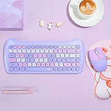 Cute Cat 2.4G Usb Wireless Keyboard And Mouse Combo, Silent Keys, Candy Colors, Compatible With Notebook, Pc (Purple84Keys)