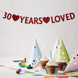 Gold 30 Year Loved Banner, Gold Glitter Happy 30Th Birthday Party Deco