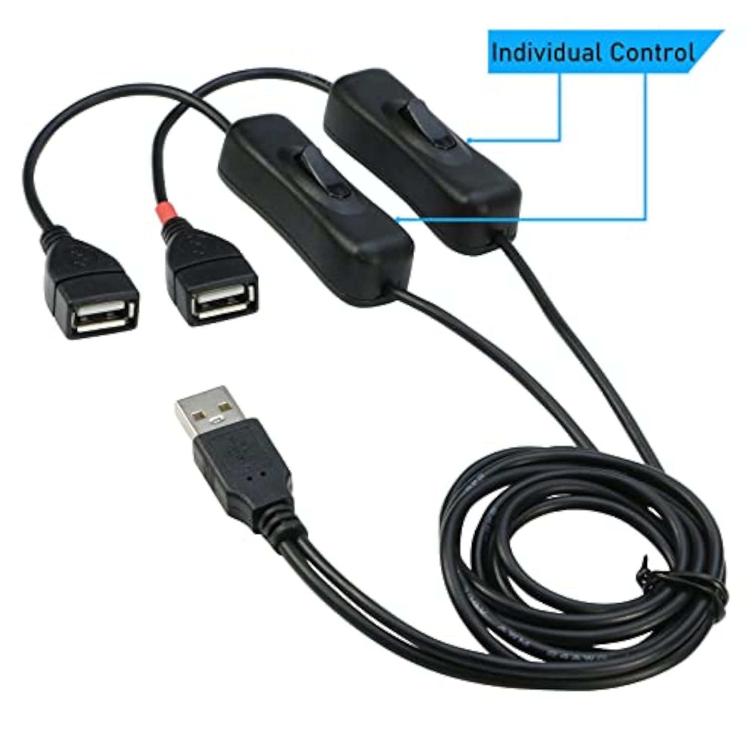 USB Splitter with ON/Off Switch [3.3FT], RIITOP USB 2.0 Extension Male to Fema
