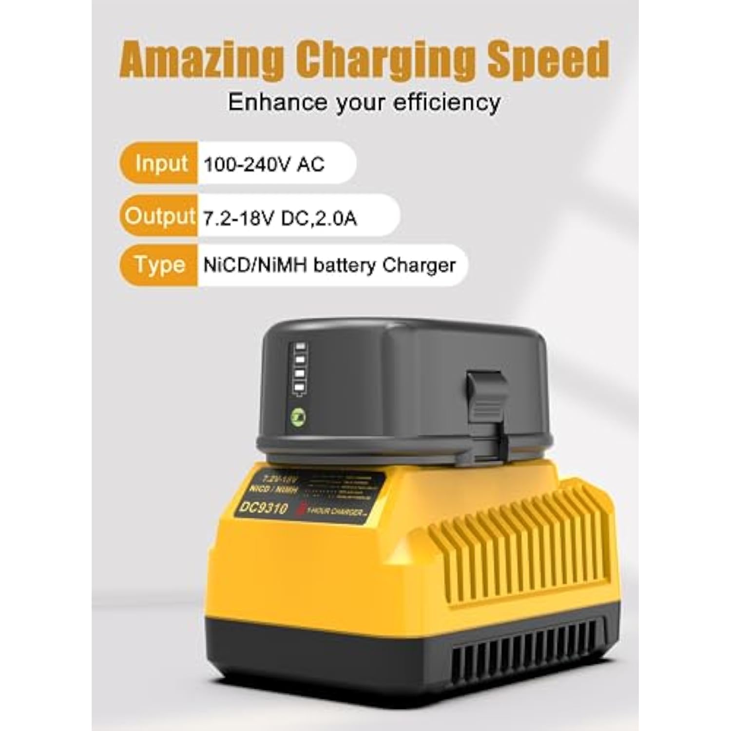 Dc9310 Fast Charger Replacement For Dewalt 18V Battery Charger Dc9096 Dc9098 Dc9099 Dc9091 Dc9071 De9057 Dw9096 Compatible With Dewalt 18V Xrp Ni-Cd/Ni-Mh Battery(Not For Lithium Battery)