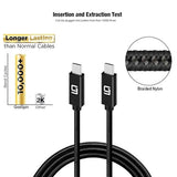 Usb C To Usb C Cable (10Gbps) Superspeed [Certified] Usb Type-C To Usb Type-C, 100W Power (Usb 3.1, 3.2, Thunderbolt 3) Nylon Braided, Dual 4K Or Single 5K @60Hz Display (10Ft/10Gbps)