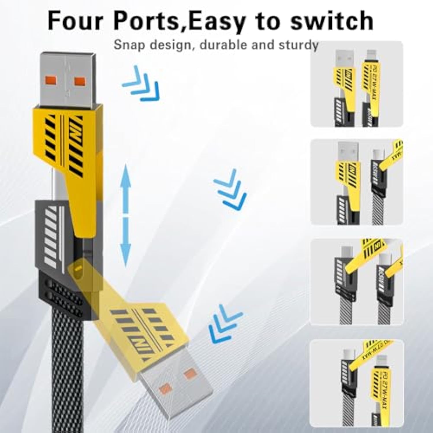 2Pack Multi Usb Charger Cable, 4 In 1 Multiple Fast Charging Cable 6.56Ft/2M With Usb A/Usb C To Usb C/Ip, Data Transfer, Compatible Iphone/Android/Pad/More