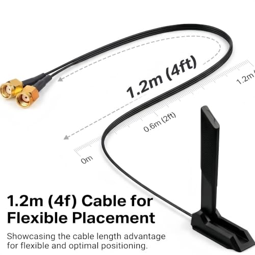 External Tri-Band 2.4Ghz/5Ghz/6Ghz Rp-Sma Male Omni-Directional Wifi 7/6E Antenna Compatible For Asus Rog Strix/Maximus/Proart/Tuf Gaming Motherboards, Gigabyte Aorus, Desktops