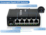 Mini 6 Port Multi-Gigabit Unmanaged Ethernet Switch With 5 X 1.25G Base-T Ports And 1 X 1.25G Sfp Slot Network Switch Compatible With 100/1000Mbps Metal Case Fiber Switch With Power Cord