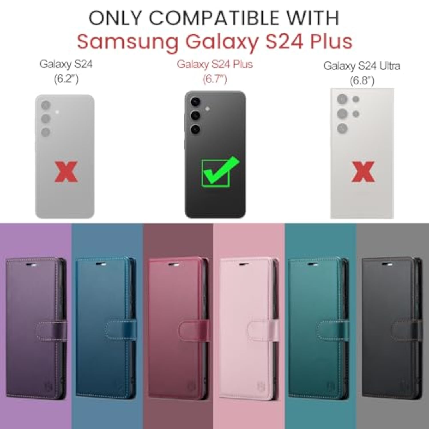 Wallet Case For Samsung Galaxy S24 Plus/S24+, Rfid Blocking Credit Card Holder, Pu Leather Folio Flip Kickstand Protective Shockproof Cover For Galaxy S24 Plus (Purple)