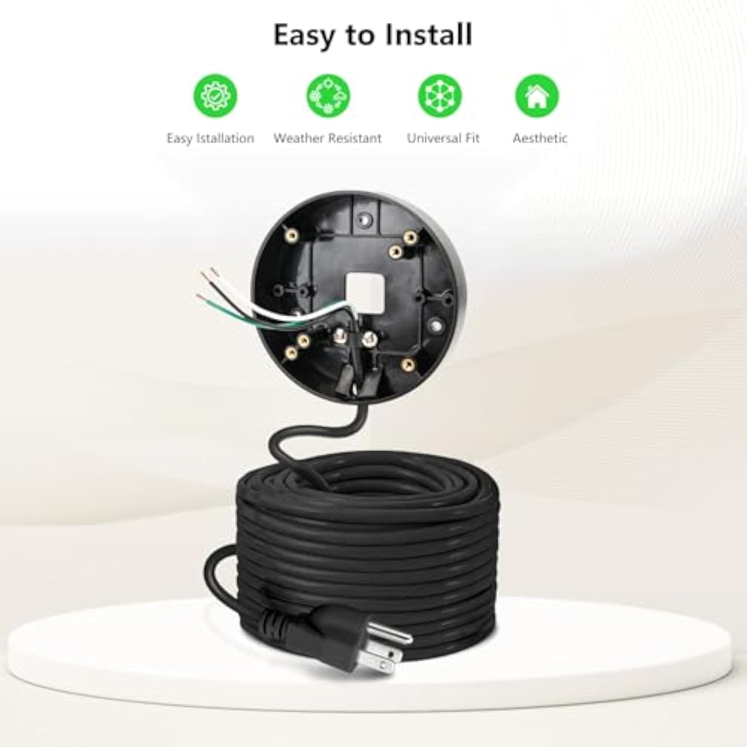Power Cable And Plug-In Mount For Floodlight Cams Compatible With Floodlight Cam Wired Pro/Plus, Blink Wired Floodlight Camera, Electrical Box With 20Ft Weatherproof Cable -(2In1 Mount And Cord Set)