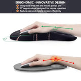 Mouse Pad Wrist Support, Ergonomic Mouse Pad With Wrist Rest, Comfortable Computer Mouse Pad For Laptop, Pain Relief Mousepad With Non-Slip Pu Base Black Gold Marble