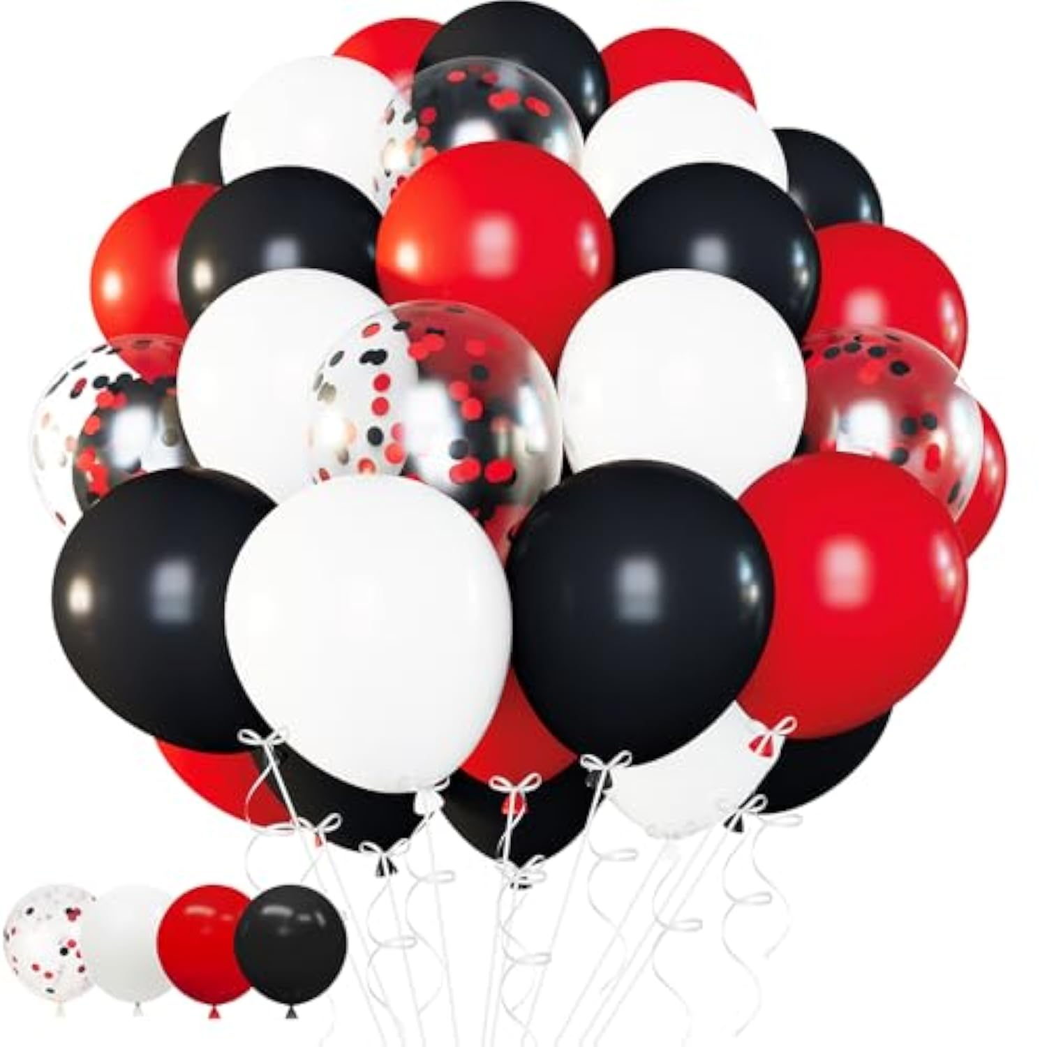 Red Black White Balloon Backdrop 60pcs 12 Inch Confetti Latex Balloons