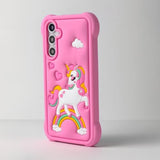 Kawaii Unicorn Phone Case for Samsung Galaxy A16 4G and 5G, 6.7 Inch, Soft Silicone, Shockproof, Cartoon Design, Pink, Girls and Women