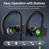 Bluetooth Headphones, Bluetooth 5.3 IPX7 Waterproof Wireless Sports Earbuds for Workout Gym, 16 Hrs Playtime Running Headphones with Noise Cancelling