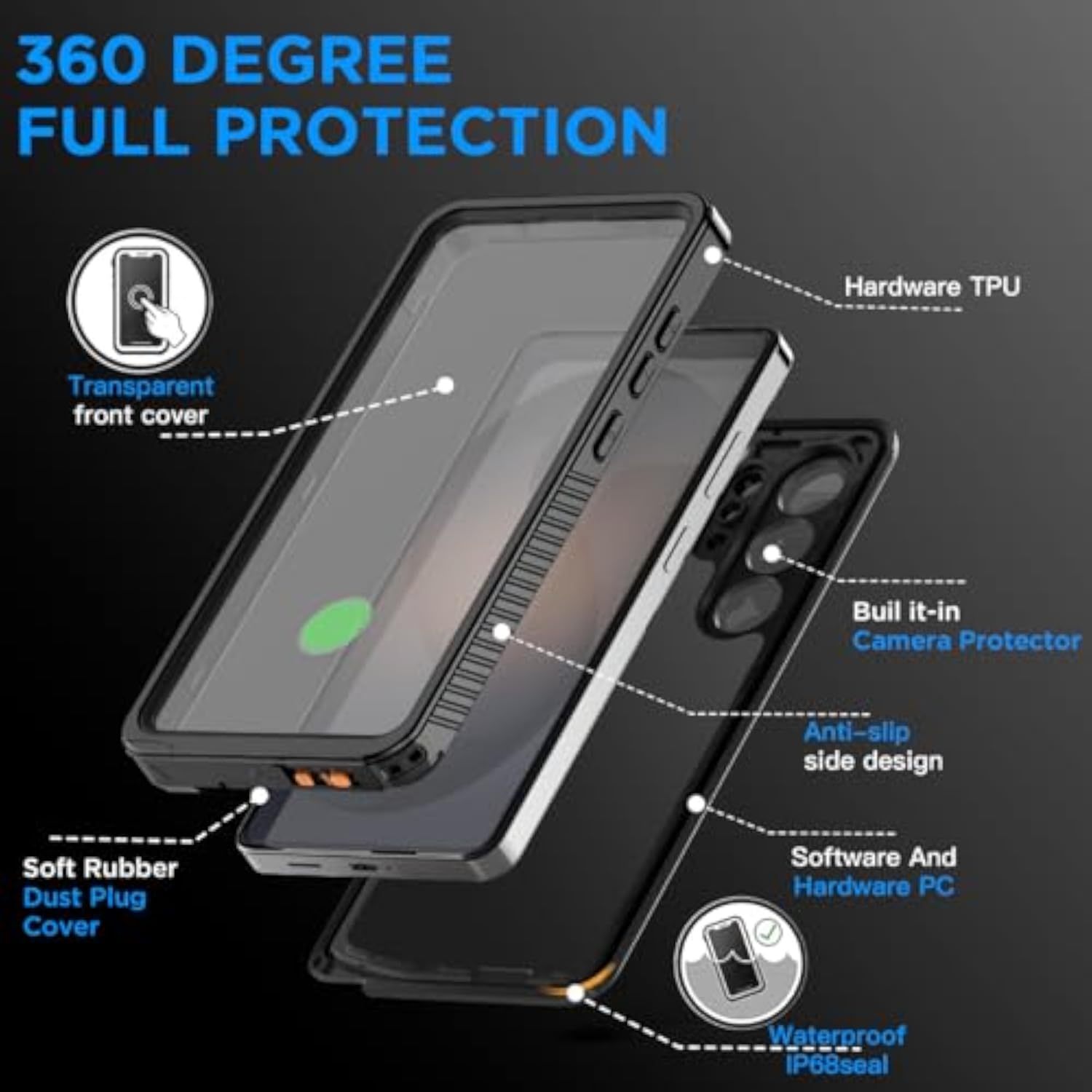 Samsung Galaxy S26 Ultra Waterproof Case, Clear Shockproof Dustproof Full Body Rugged Transparent Underwater Phone Case with Built-in Screen Protector