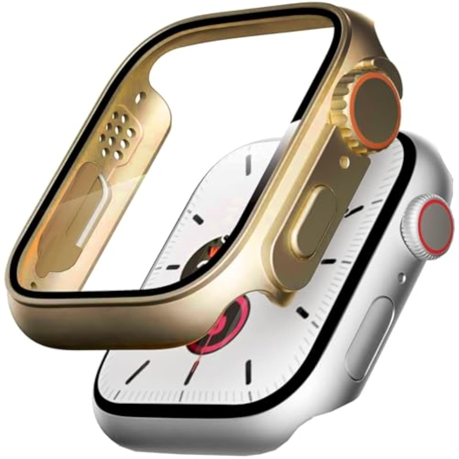Ultra-Thin PC Matte Hard Screen Protector Case Cover for Apple Watch Series 9/8/7 45mm (Gold, 45mm)