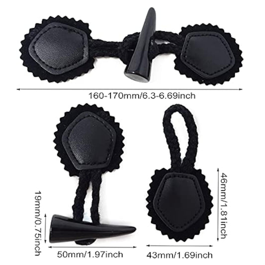 5 Sets Leather Sew-On Toggles Closures With Resin Horn Button Sewing A