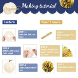 Navy Blue And Gold Decorations, 12Pcs Hanging Paper Lanterns Tissue Pom Poms Decor For Graduation Party, Winter Wedding, Mens Birthday, Memorial Day Decorations, New Years Party Supplies