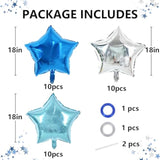 30Pcs 18 Inch Large Blue Silver Star Shape Foil Balloons Big Stars Helium Mylar Ballons For Birthday Wedding Baby Shower Anniversary Engagement Party Decorations Supplies