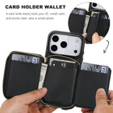 Crossbody Wallet Case For Iphone 17 Pro, Rfid Blocking Pu Leather Zipper Handbag Purse Flip Cover, Kickstand Folio Case With Card Slots Holder Wrist Strap Lanyard 5G 6.3 Inch (Black)