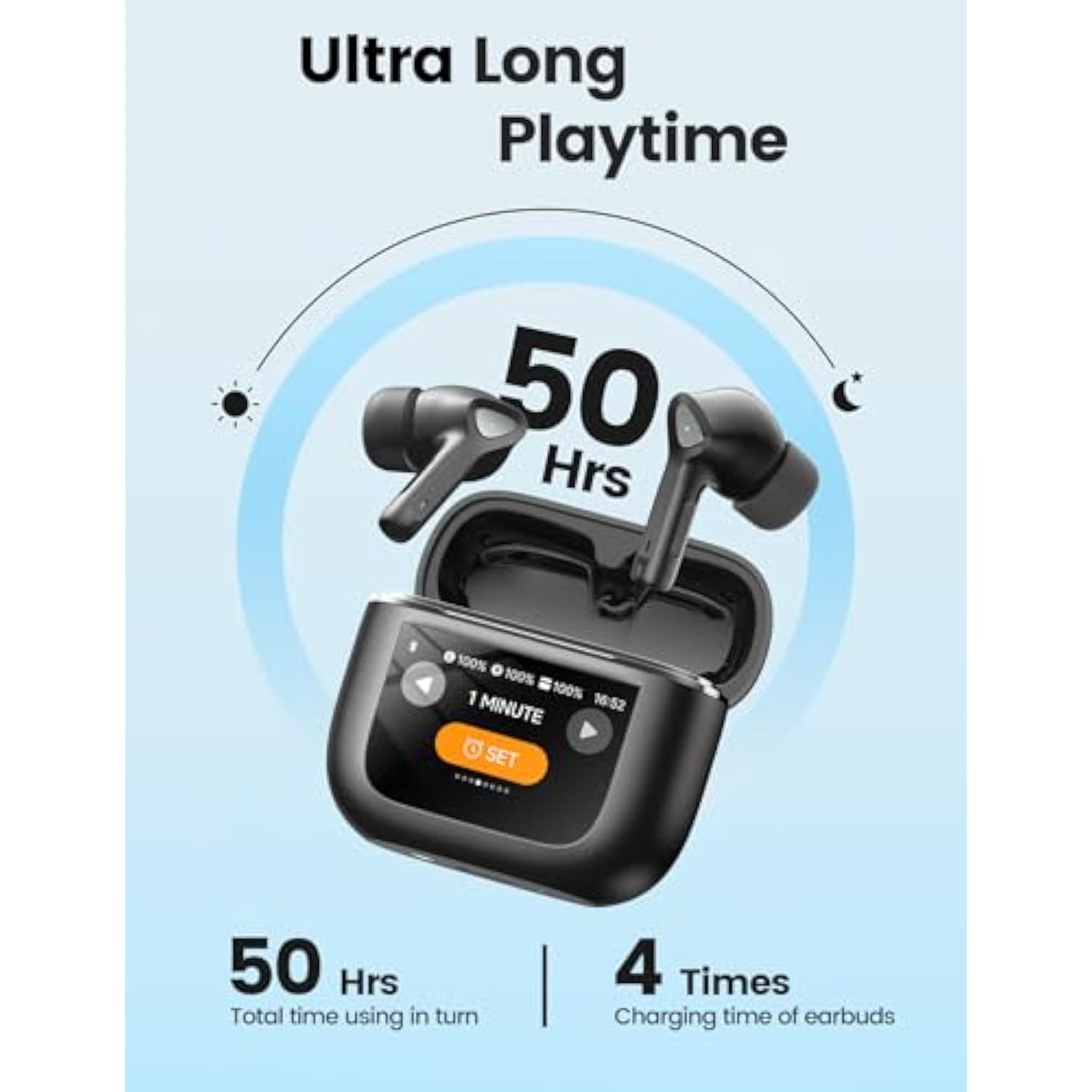 Wireless Earbuds Bluetooth 5.3 Headphones 50H Playtime Deep Bass Stereo Ear Buds With Mic Ipx7 Waterproof Comfort Lightweight In Ear Earphones For Pad Android/Ios Phones Gifts For Women Men