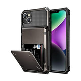 For Iphone 14 Case Wallet Cover 4-Card Credit Card Holder Id Slot Scratch Resistant Dual Layer Hybrid Protective Hard Shell Rugged Tpu Bumper Armor Case For Iphone 14 Case 6.1 Inch Gun