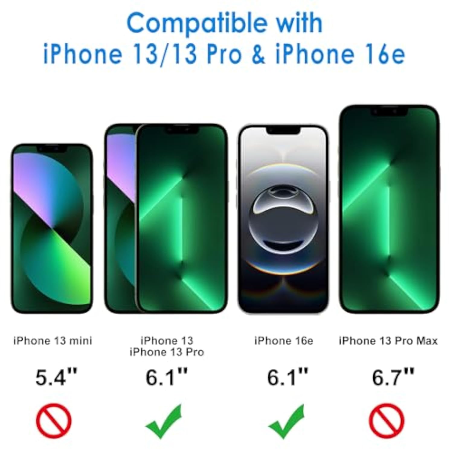 JETech One Touch Install Screen Protector for iPhone 16e 2025, iPhone 13/13 Pro 6.1-Inch, Full Coverage Tempered Glass Film, Auto Alignment Tool Kit, HD Clear, 2-Pack