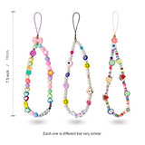 3-Pack Smile Face Beaded Phone Lanyards Rainbow Clay Pearl Wrist Straps