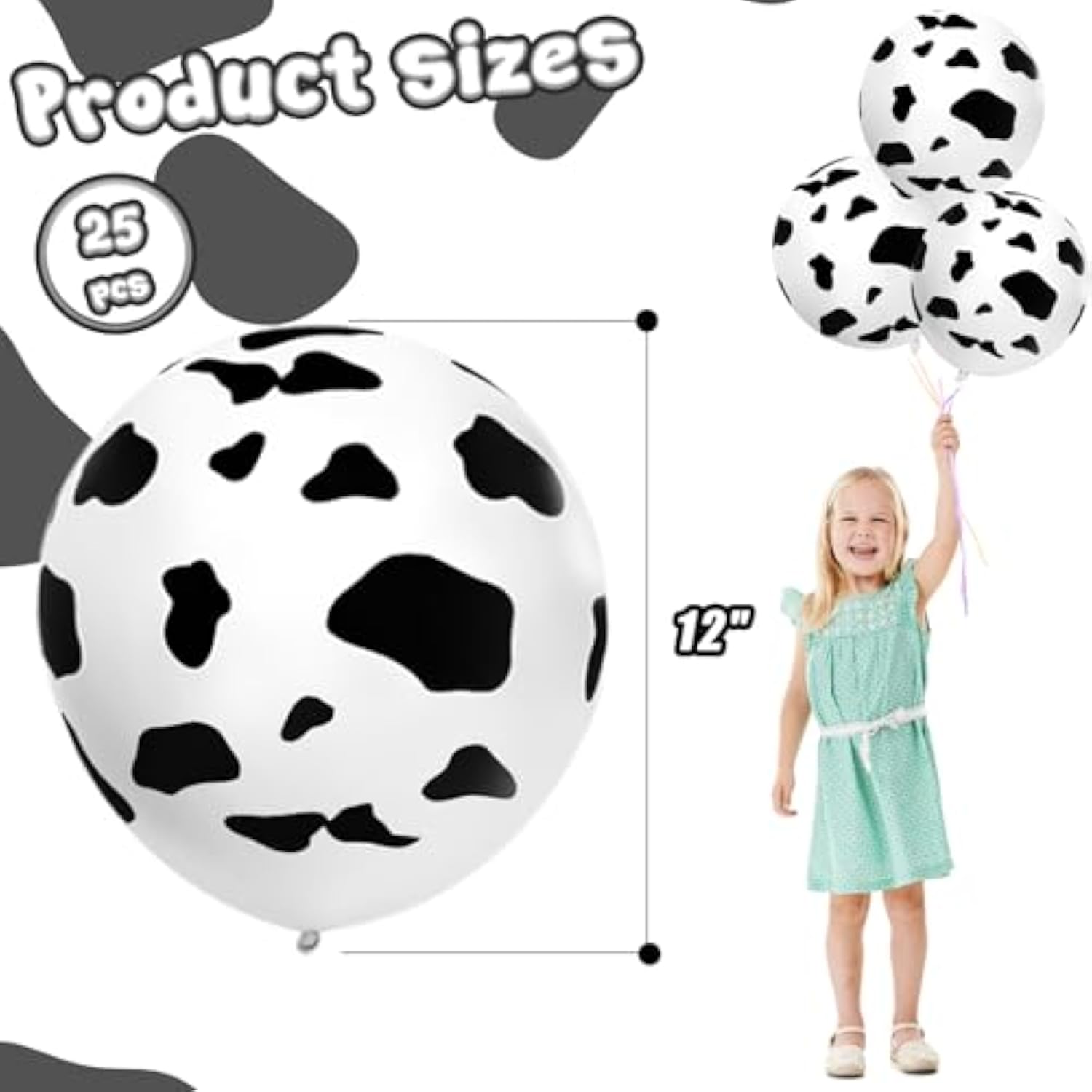 25Pcs Cow Print Latex Balloons, 12" for Cowboy Theme Birthday Party Decorations