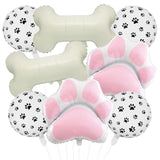 8 Pcs Dog Balloons 30 Inch Bone Foil Balloons Paw Print Balloon Dog Birthday Decorations Pink Dog Paw Balloon Pets Puppy Themed Birthday Party Decorations Supplies