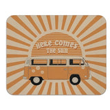 Boho Vw Bus Mouse Pad - Here Comes The Sun Mouse Pads For Desk, Hippie Gifts For Women, Mousepad With Non-Slip Rubber Base For Laptop Computer Keyboard Desktop (9.5×7.9 Inch)
