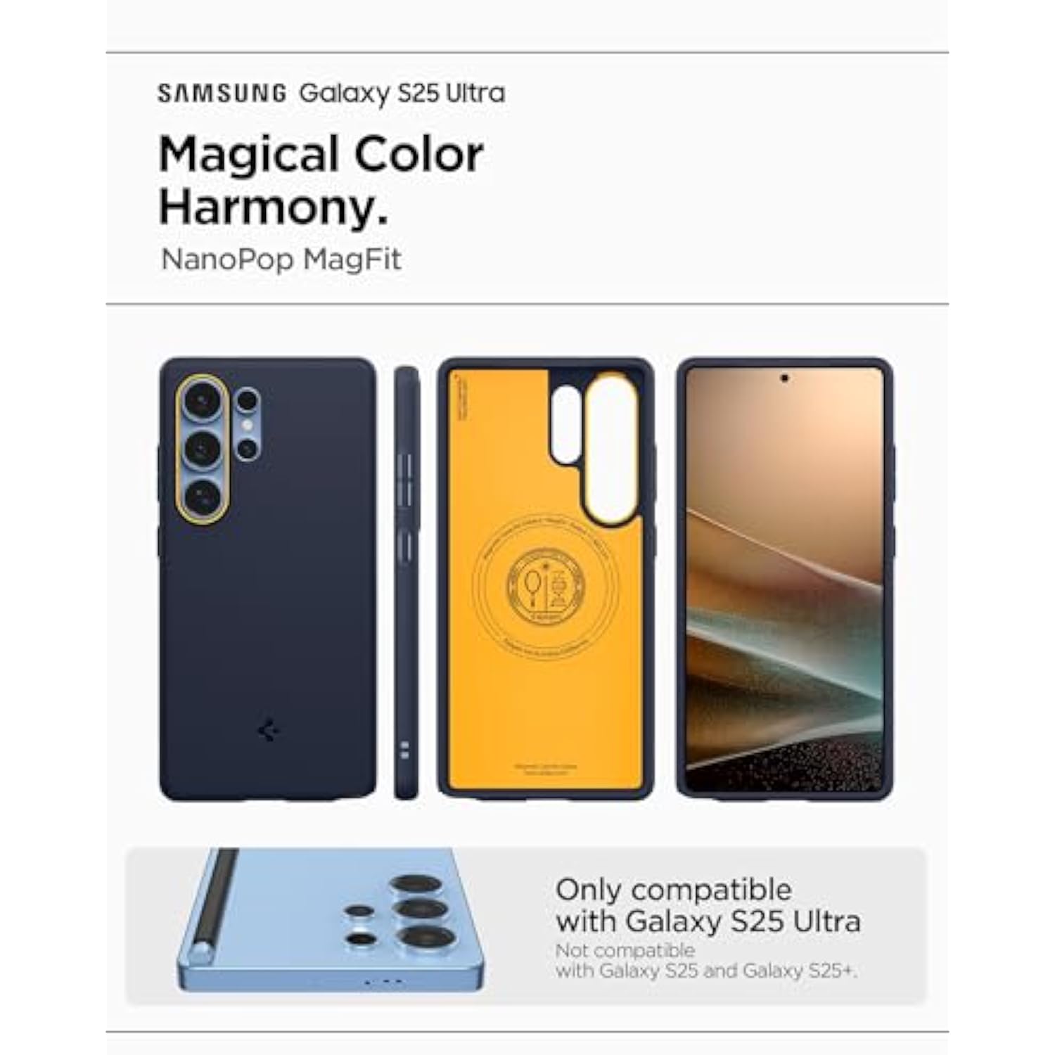 Spigen Nano Pop MagFit Designed for Galaxy S25 Ultra Case [Fast Wireless Charging/Magnet for Galaxy] (2025) - Blueberry Navy