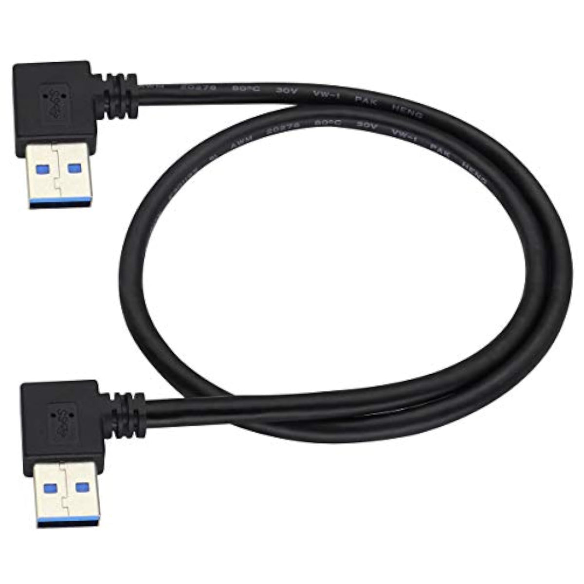90 Degree 3.0 A Usb Cable Left & Right Angle Usb 3.0 A To A Male Charging And Transferring Data Extender Connector Cable For Usb Keyboard,Mouse,Flash Drive,Hard Drive.(0.6M/2Ft-Black)