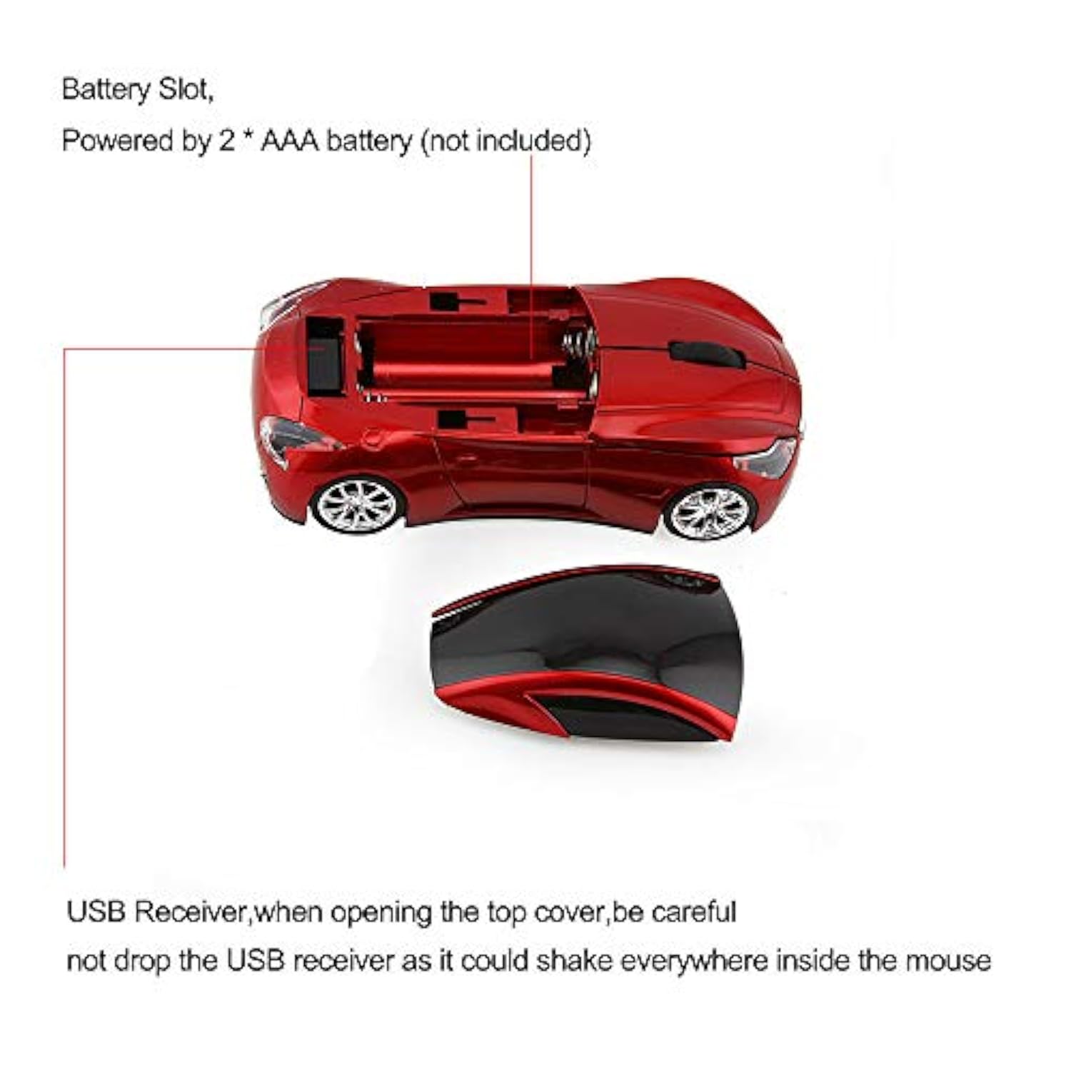 Wireless Sports Car Mouse, Wireless Desktop Laptop Computer Mouse 2.4Ghz Optic