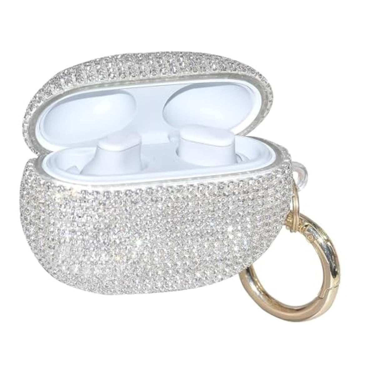 For Beats Studio Buds Wireless Bluetooth Headphones Case, Sparkling Premium Diamond Headphone Cover, Full Protection Shock And Scratch Resistant Protective Case For Women And Girls White