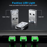 5-Packs Usb C Adapter, Usb-C Female To Usb A Male Converter Green Led Compatible With Iphone15/14, Galaxy S23, Laptop