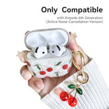 Cherry AirPods 4 Case with Keychain for Women and Girls, Cute AirPod 4 Case Cover