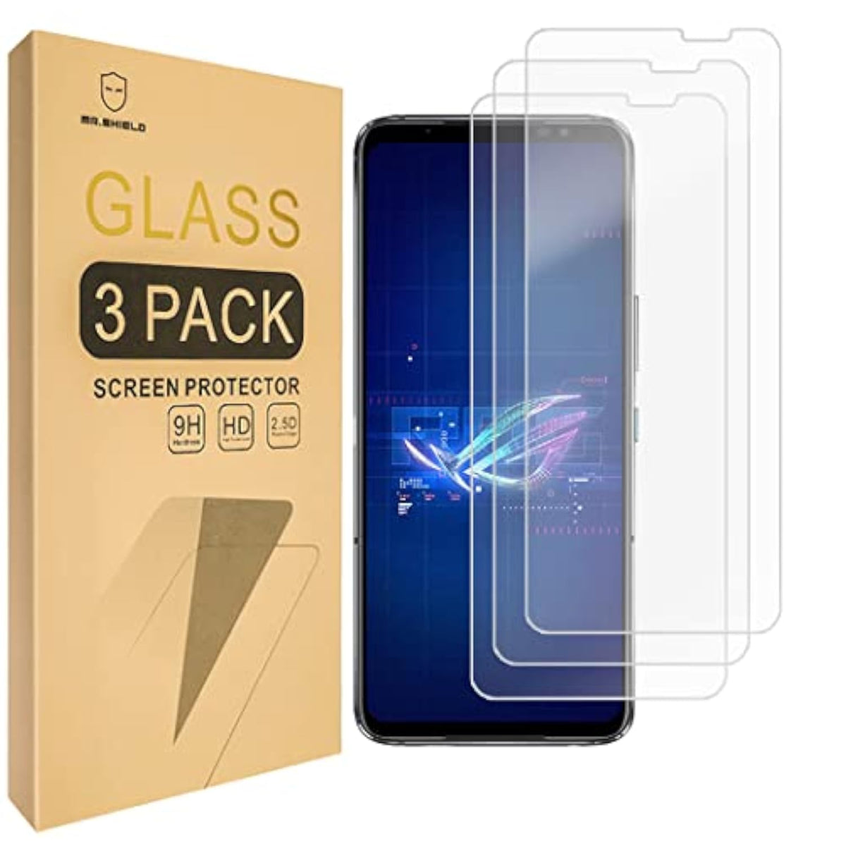 [3-Pack] Screen Protector For Asus Rog Phone 6 / Rog Phone 6 Pro [Tempered Glass] [Japan Glass With 9H Hardness] With Replacement