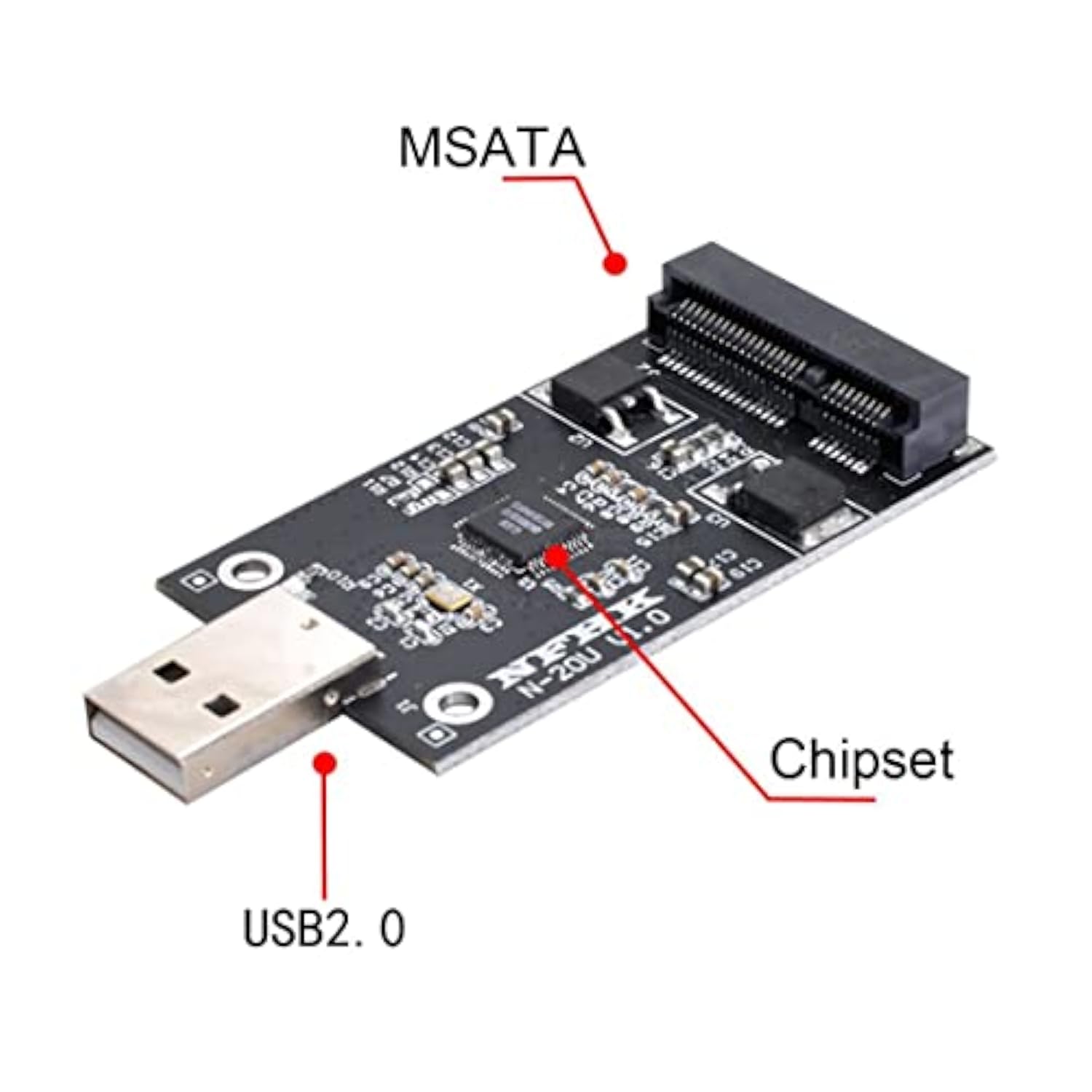 Cablecc Mini PCI-E mSATA to USB 2.0 External SSD PCBA Conveter Adapter Pen Dri