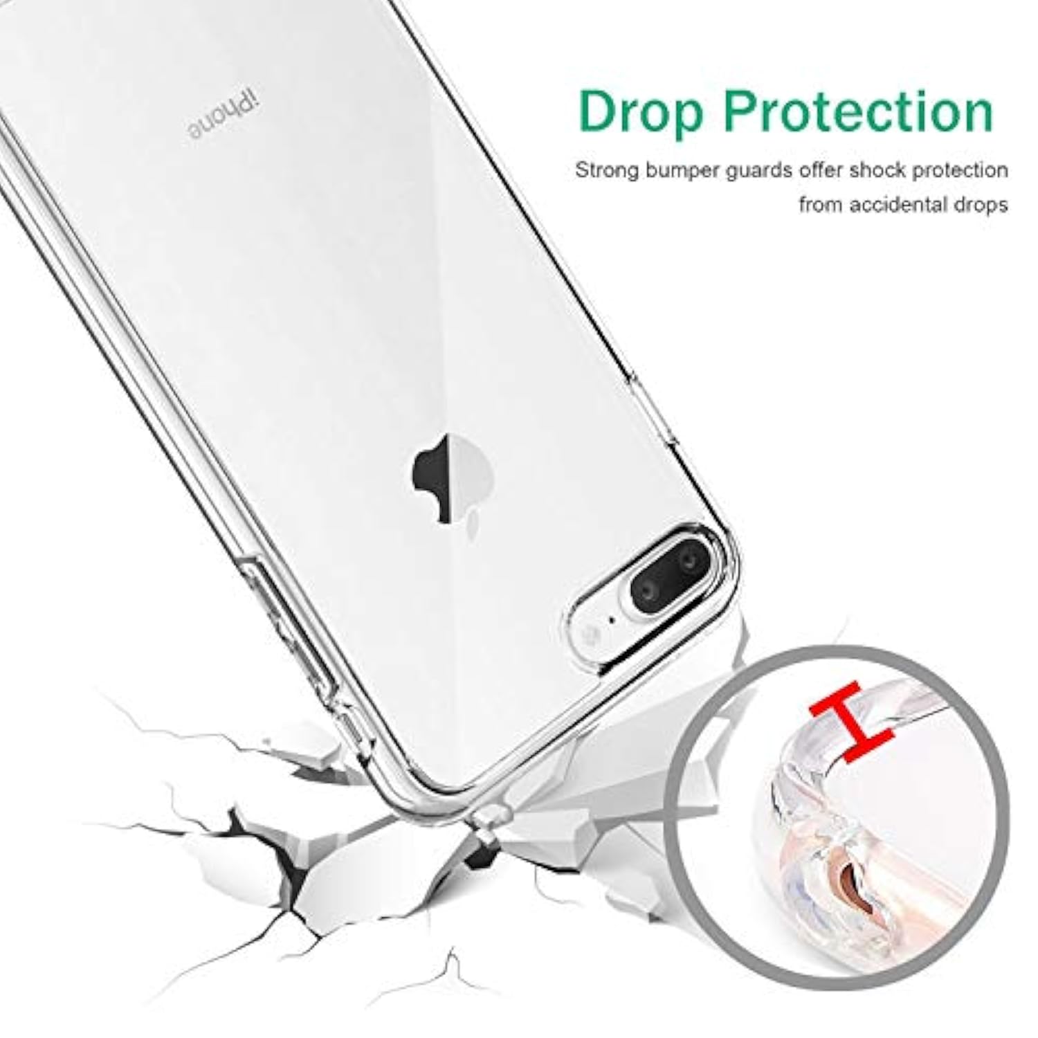 Phone Case Compatible With Iphone 7 Plus & Iphone 8 Plus, Clear Case Shockproof Protective Bumper Slim Cover For 5.5 Inch