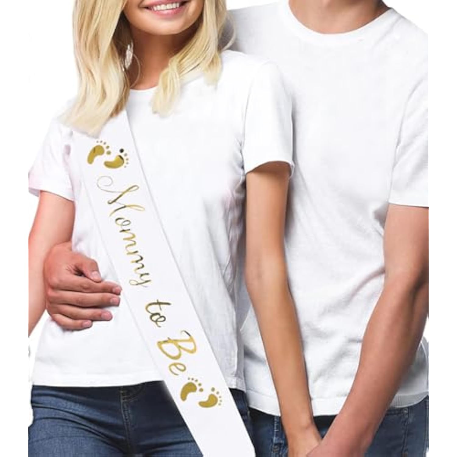 Mommy To Be White Satin Sash - Baby Shower Sash Decorations, Gender Reveal Party, Welcome Baby (1)