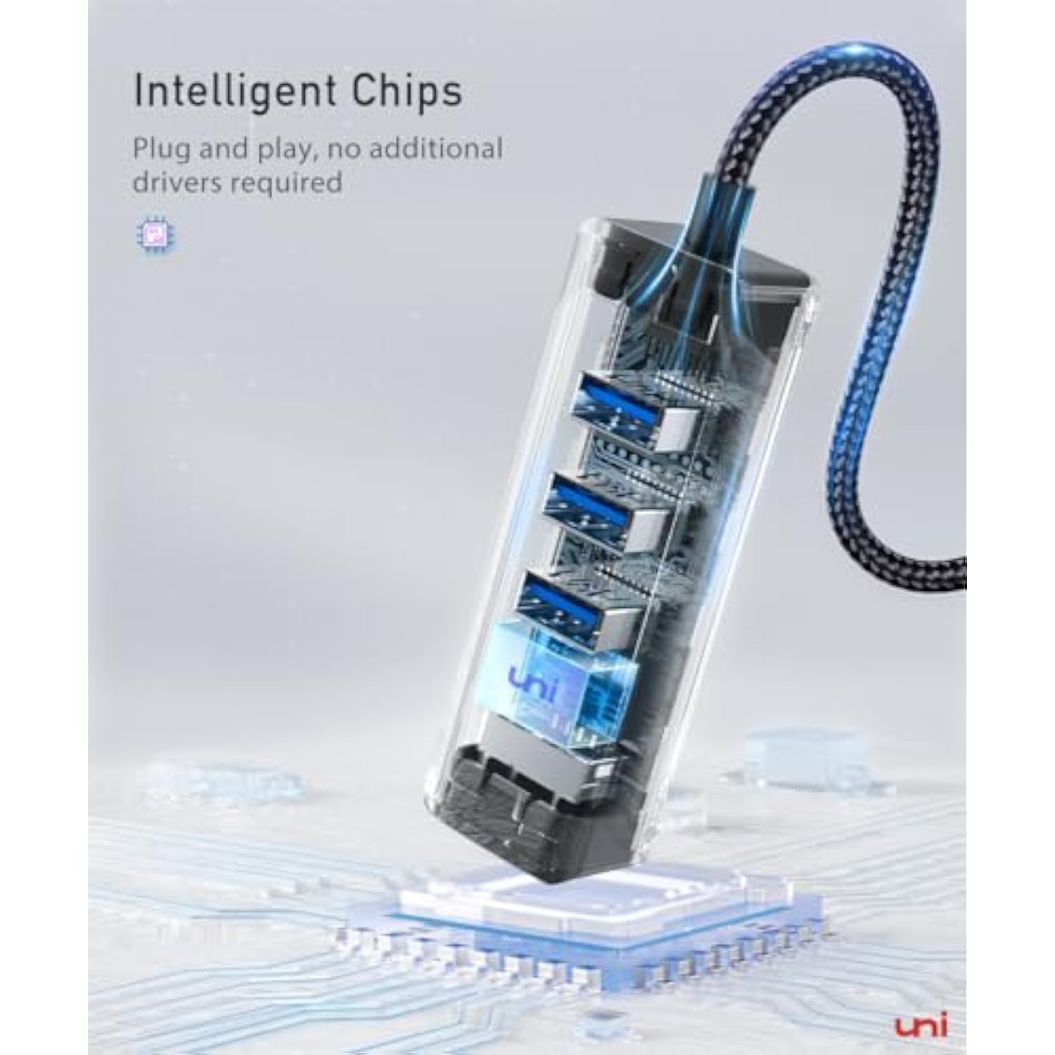 USB 3.0 to Ethernet Adapter, uni [High-Speed Gigabit] Network Hub, 4-in-1 Mult